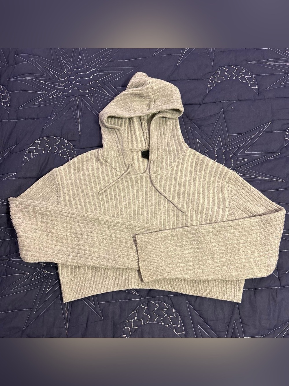 Cropped Ribbed knit hoodie